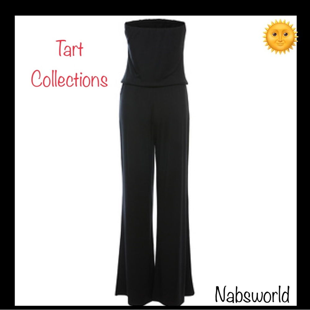NWOT: Tart Collections black blouson strapless top wide leg jumpsuit 🌞